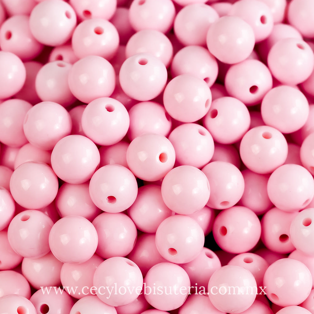 Cuentas de Acrílico Rosa Pastel 10 mm
