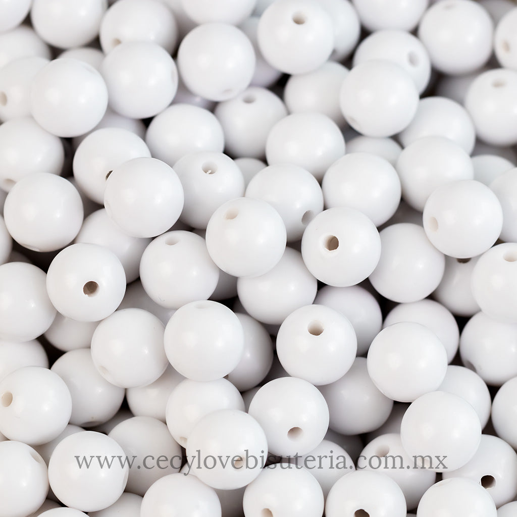 Cuentas de Acrílico Blanco 10 mm