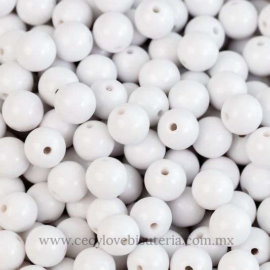 Cuentas de Acrílico Blanco 10 mm