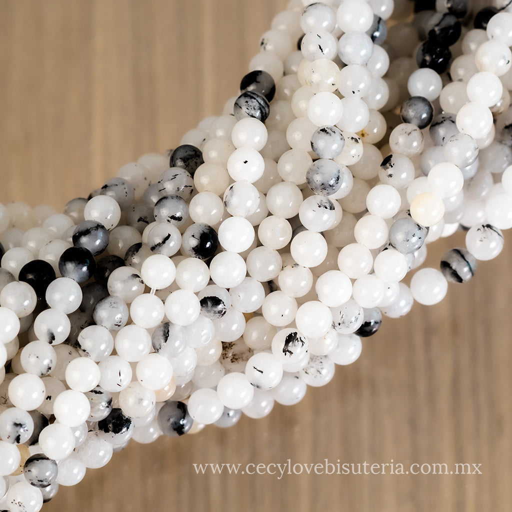 Ágata Gris / Blanca 6 mm