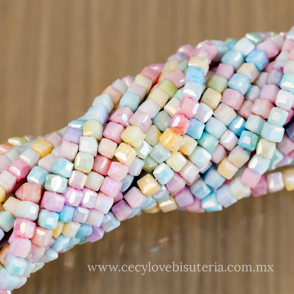 Cristal Cubo Colores Pastel 4 mm