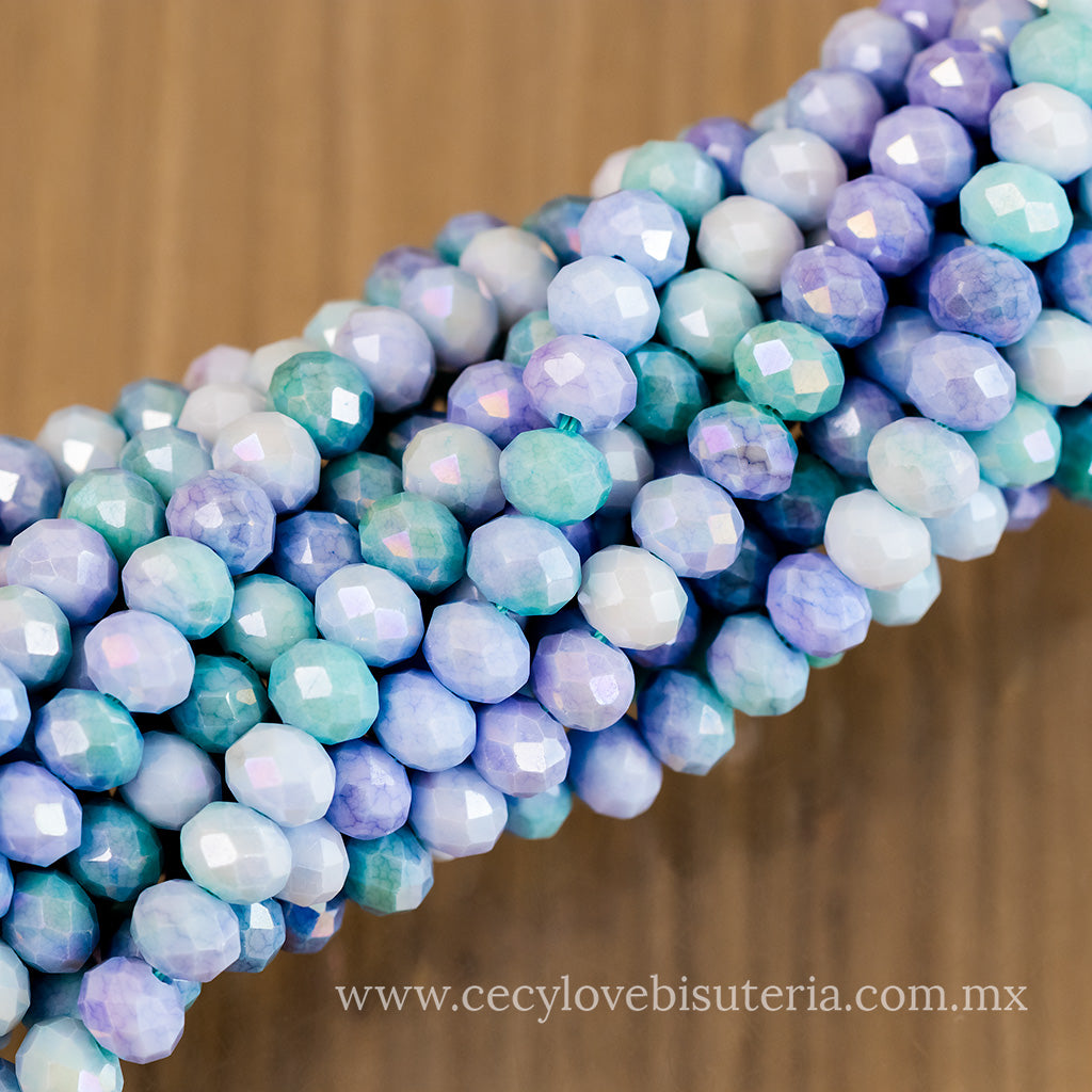 Cristal Rondel Colores Azules 8 mm