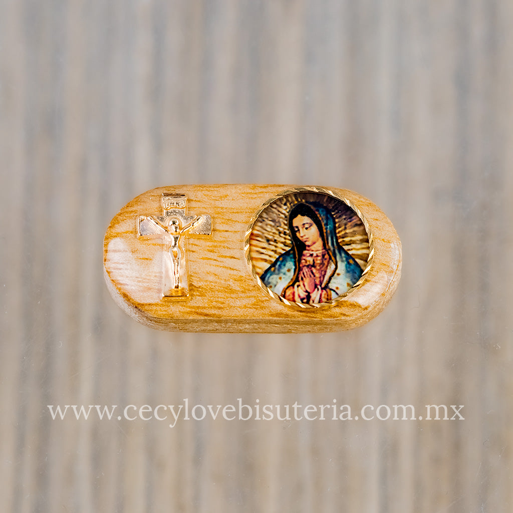 Separador Madera Virgen de Guadalupe y Cristo