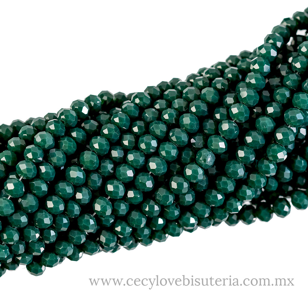 Cristal Rondel Verde Soldado 6 mm