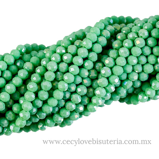 Cristal Rondel Verde Menta 6 mm