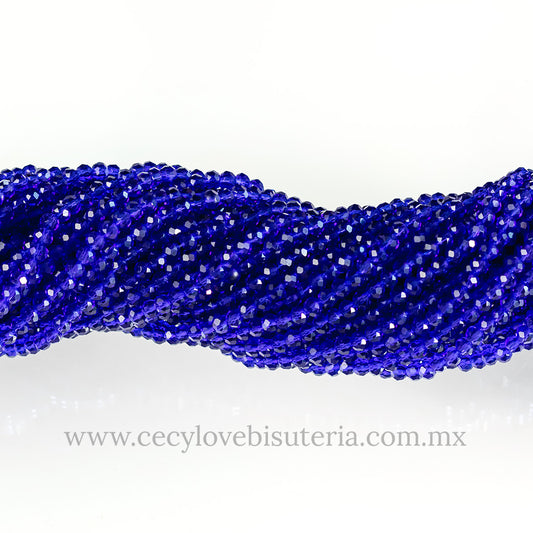 Cristal Rondel Azul Marino 4 mm