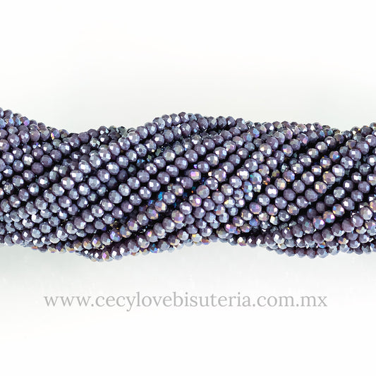 Cristal Rondel Morado AB 4 mm