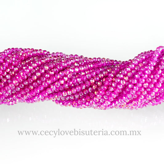 Cristal Rondel Fucsia 4 mm