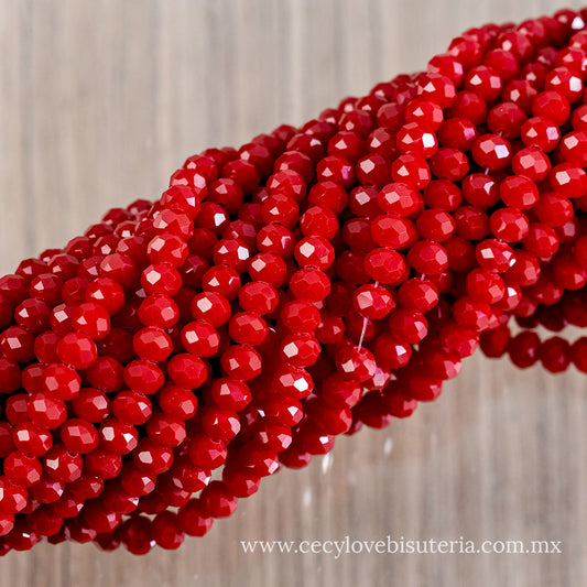 Cristal Rondel Rojo Carmín 6 mm