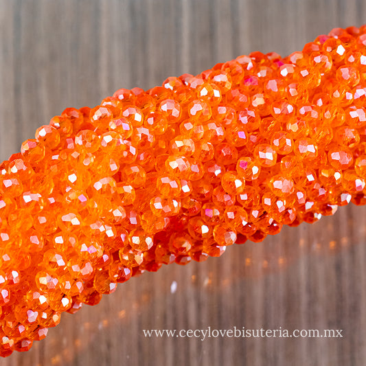 Cristal Rondel Naranja Transparente 6 mm