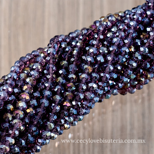 Cristal Rondel Morado AB 6 mm