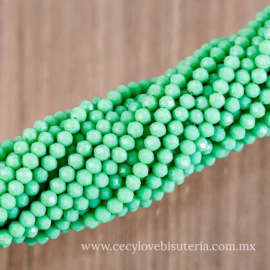 Cristal Rondel Verde Menta 4 mm