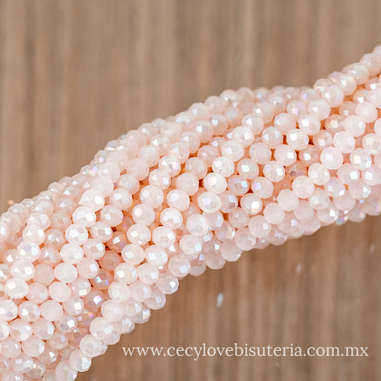 Cristal Rondel Rosa Palo 4 mm