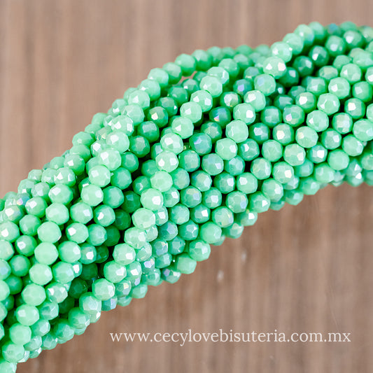 Cristal Rondel Verde Menta 4 mm