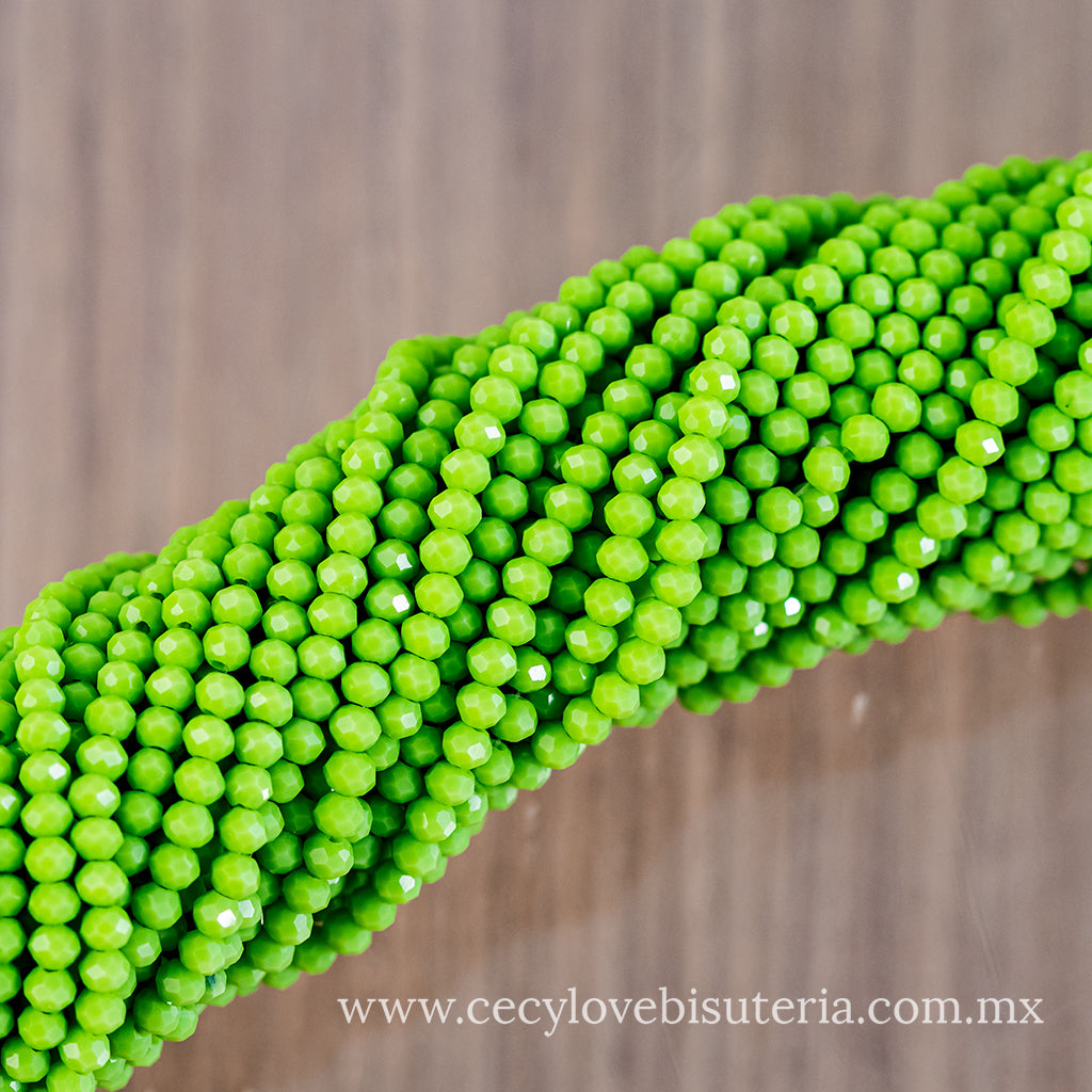 Cristal Rondel Verde 2 mm