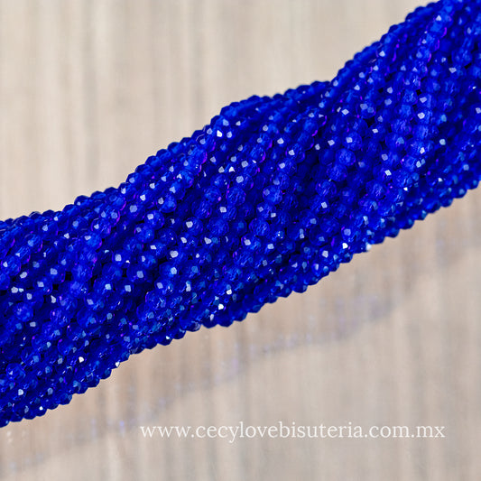 Cristal Rondel Azul Rey 2 mm