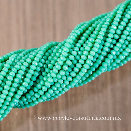Cristal Rondel Verde Menta 2 mm