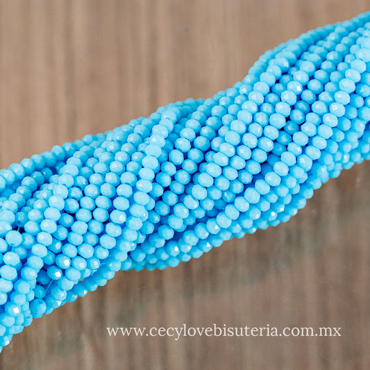Cristal Rondel Celeste Mate 2 mm