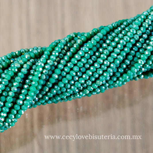 Cristal Rondel Esmeralda 2 mm