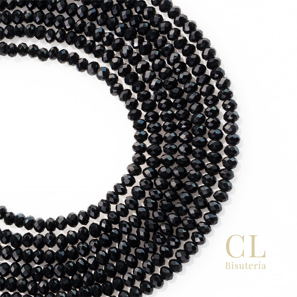 Cristal Rondel Negro 4 mm
