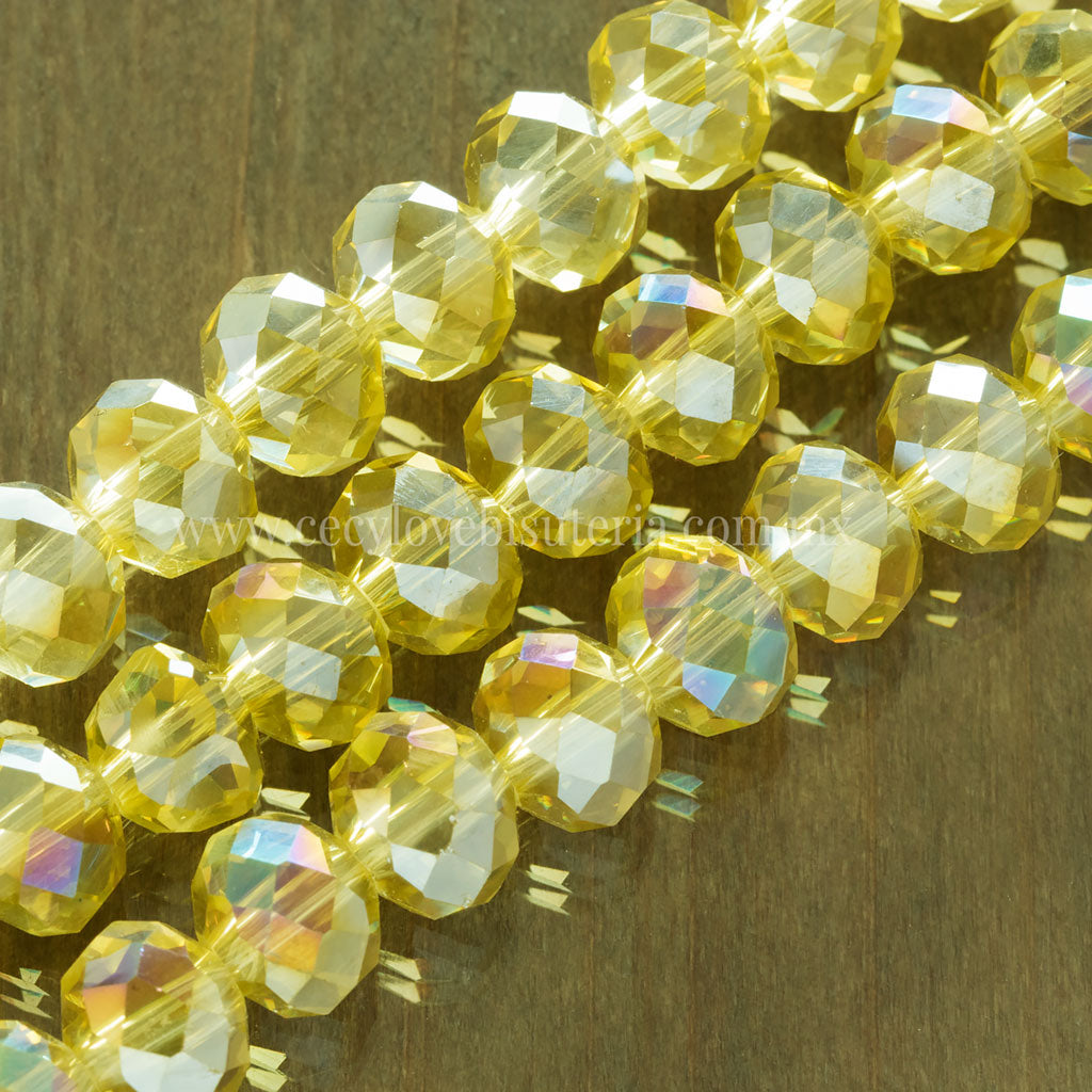 Cristal Rondel Amarillo Transparente AB 8 mm