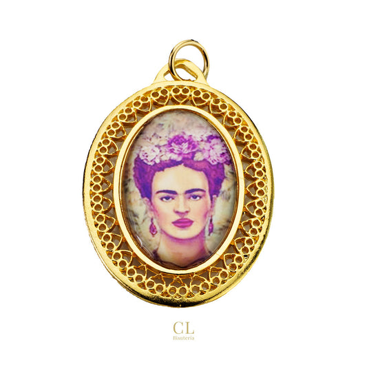 Medalla Filigrana Ovalada Frida Kahlo