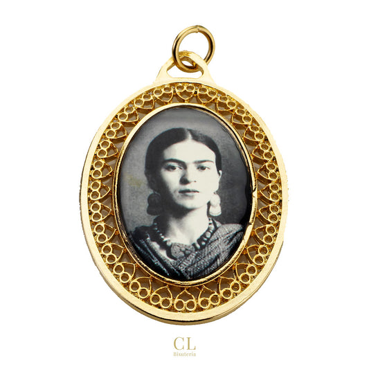 Medalla Filigrana Ovalada Frida Kahlo
