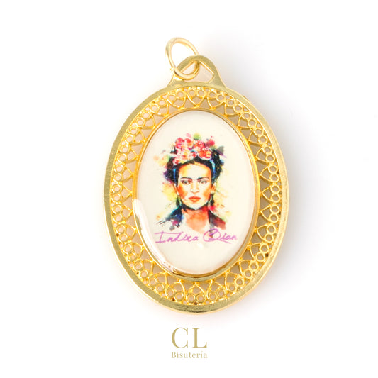 Medalla Filigrana Ovalada Frida Kahlo