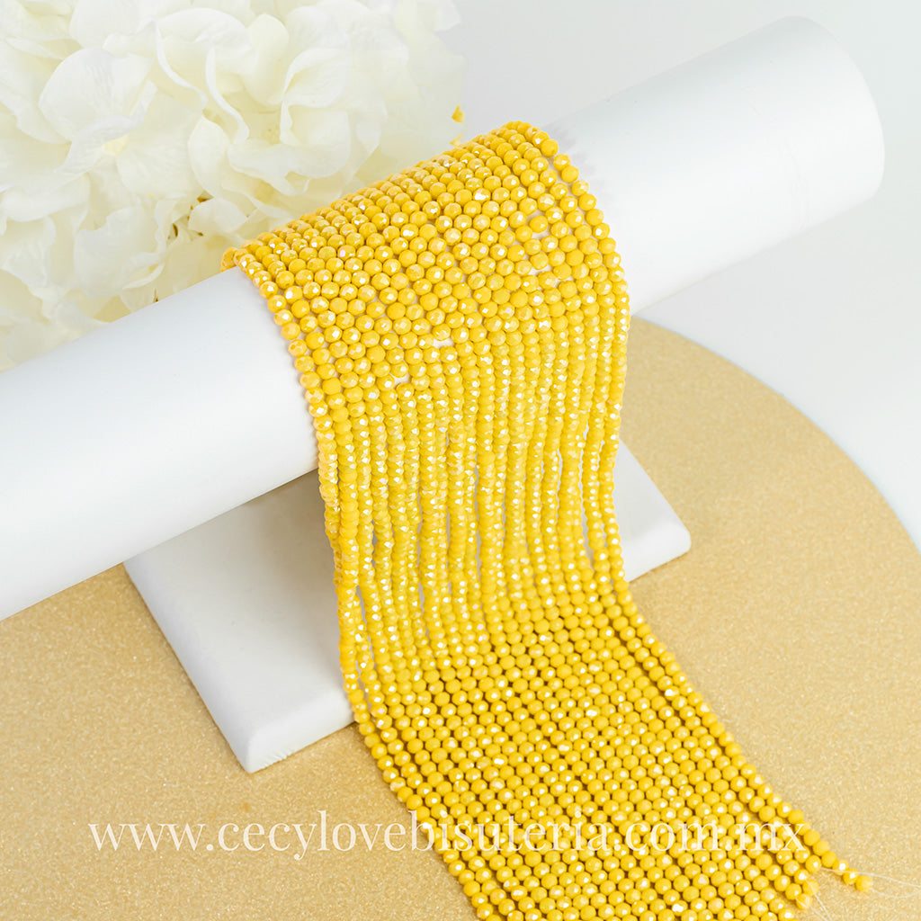 Cristal Rondel Amarillo 4 mm