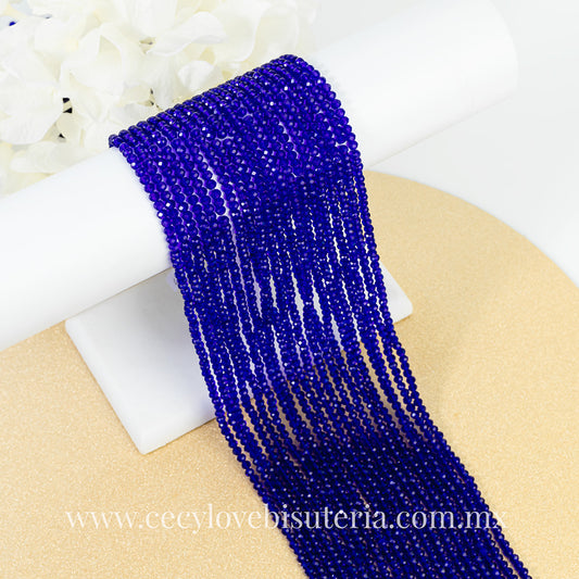 Cristal Rondel Azul Marino Transparente 4 mm