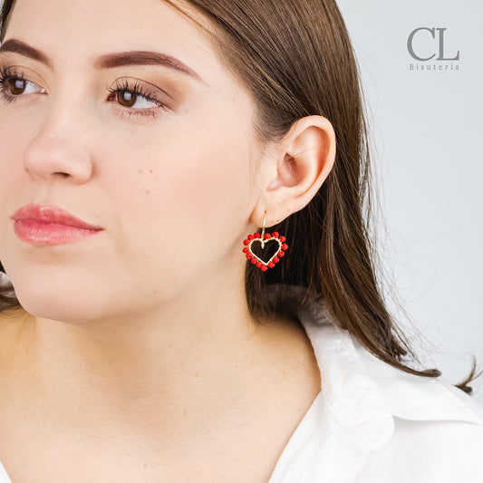 Aretes de Corazón Rojo