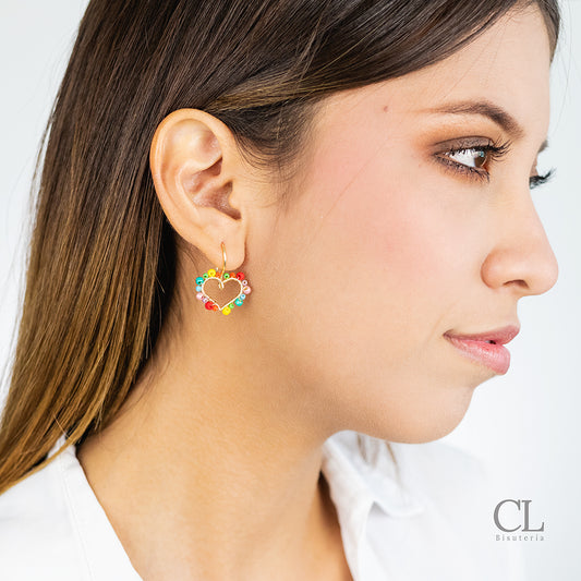 Aretes de Corazón Arcoiris