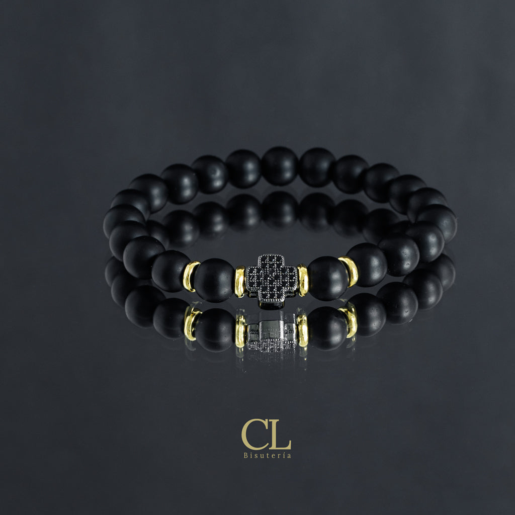 Pulsera con Cruz de Zirconia Negra