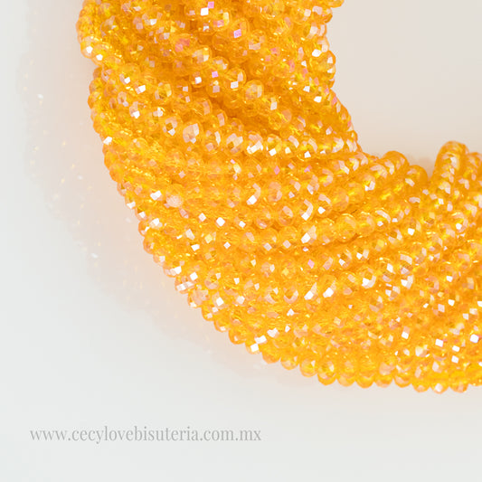 Cristal Rondel Naranja AB 4 mm