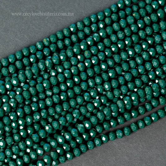 Cristal Rondel Verde Soldado 4 mm