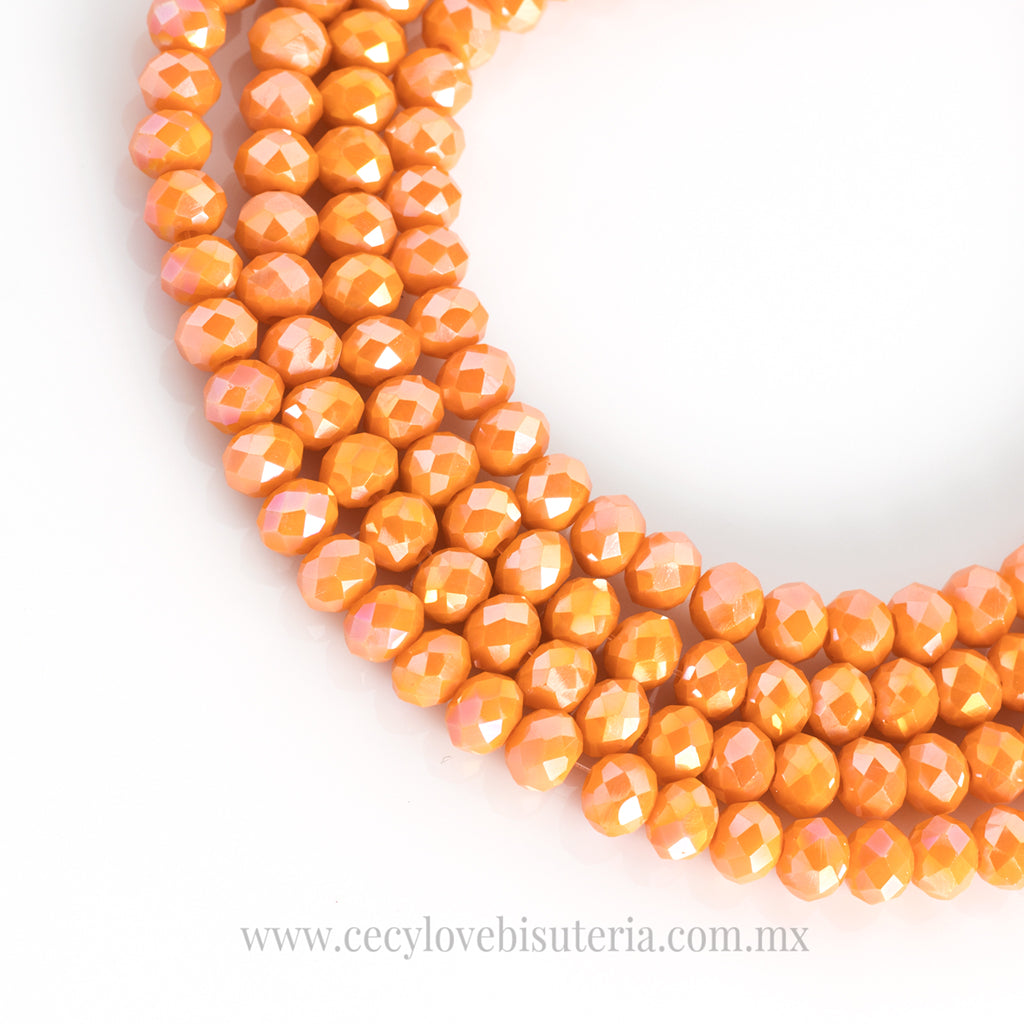 Cristal Rondel Naranja AB 6 mm