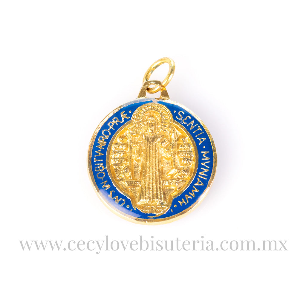 Medalla San Benito Dorado/Azul