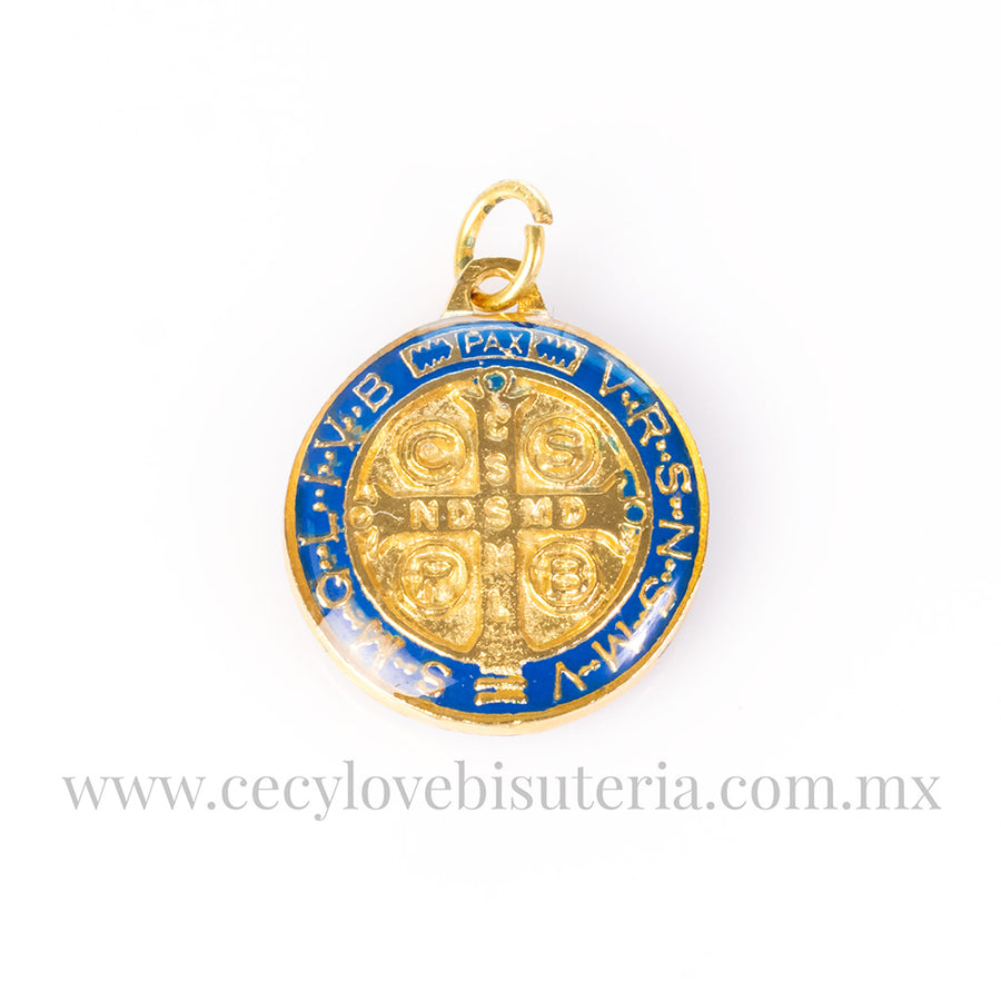 Medalla San Benito Dorado/Azul