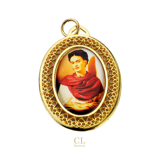 Medalla Filigrana Ovalada Frida Kahlo