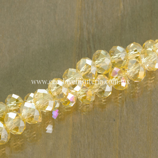 Cristal Rondel Amarillo Transparente 6 mm