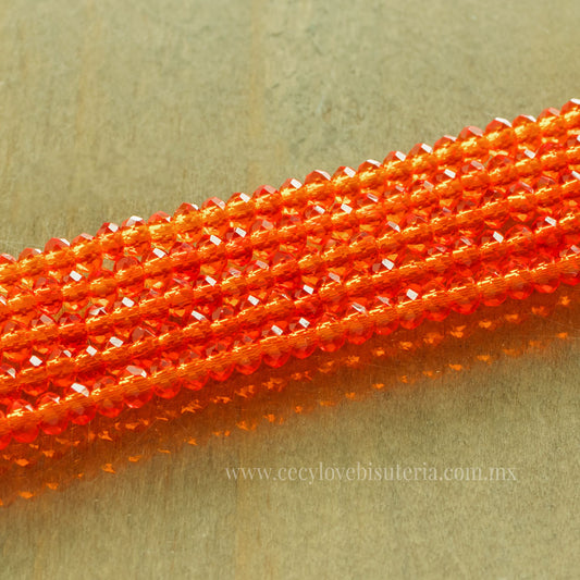 Cristal Rondel Naranja Transparente 1 mm