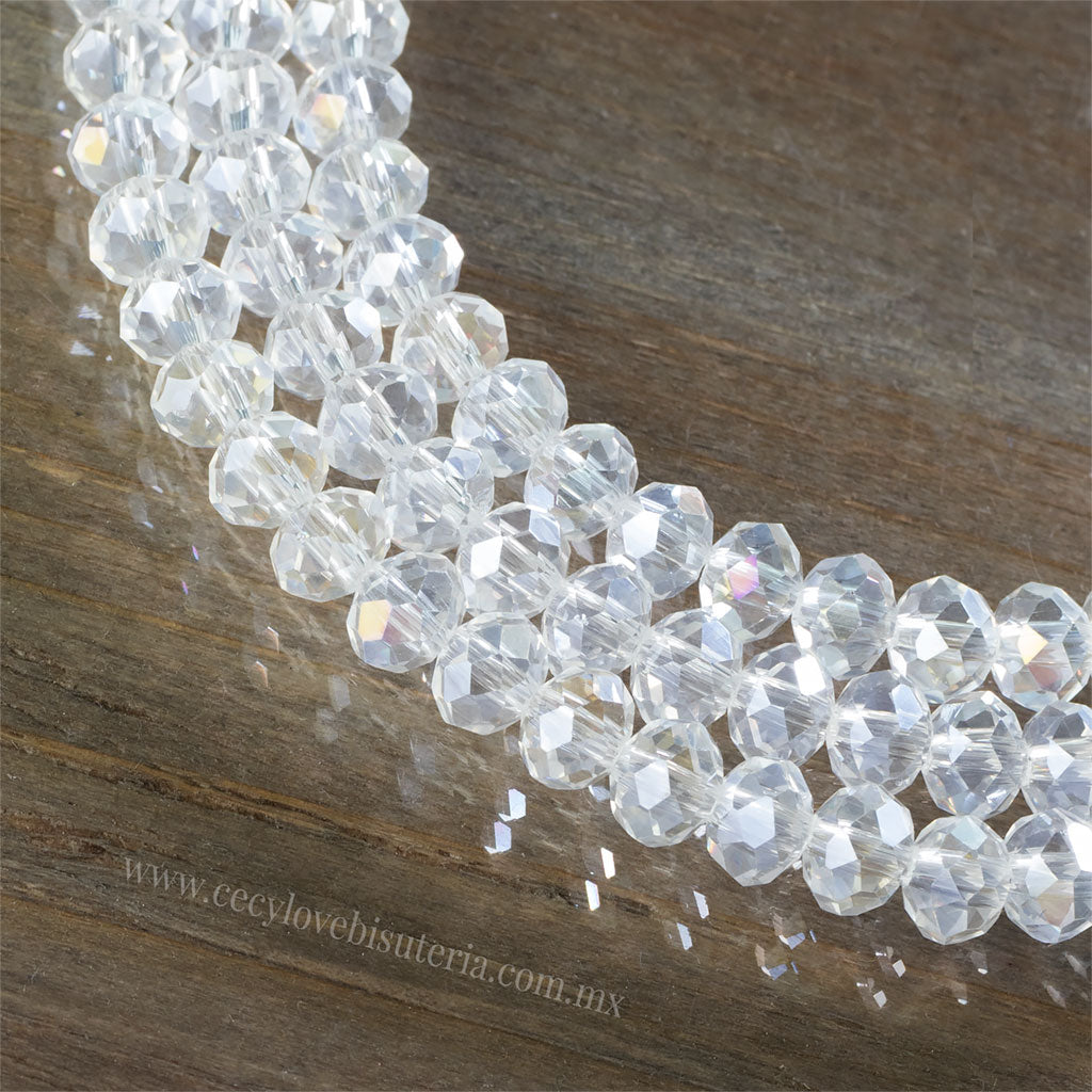 Cristal Rondel Transparente AB 6 mm