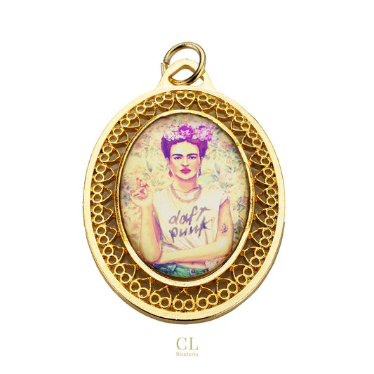 Medalla Filigrana Ovalada Frida Kahlo